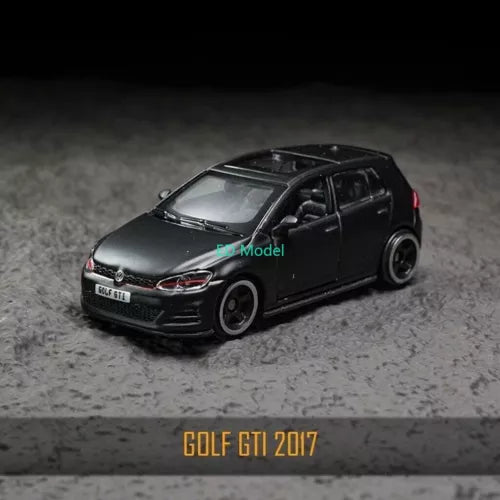 Black 2017 Golf GTI hatchback diecast metal model car, front view