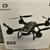 DEERC D50 FPV drone with 120° wide-angle camera, four propellers