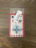 Mini drone in retail box with orange accents, blue quadcopter pictured