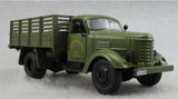 Green military truck diecast model with open cargo bed