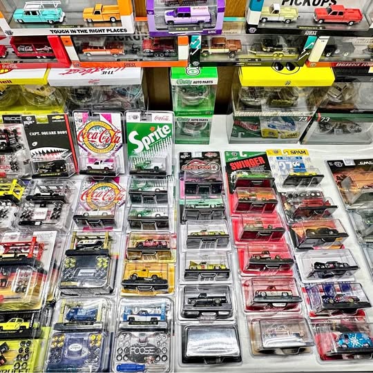 1:64 diecast car and truck assortment in blister retail packaging