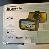 Portable car camcorder with HD DVR screen display, in retail box