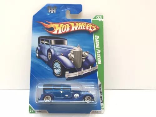 Hot Wheels diecast blue Packard classic car in retail blister package