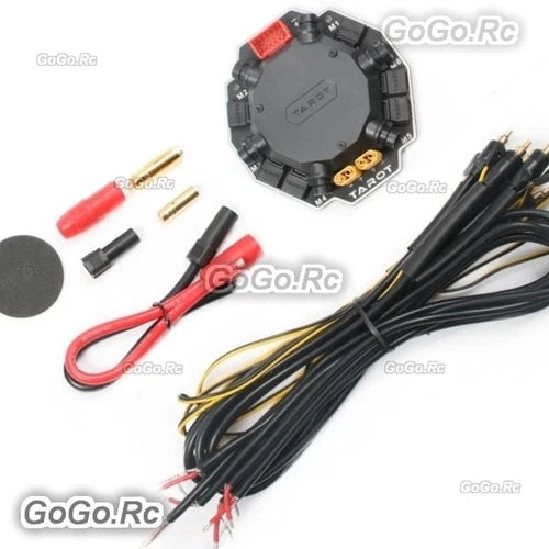 Drone ESC distribution board signal hub with attached wiring harness and connectors