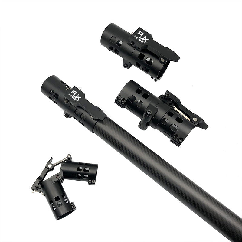 Black folding arm carbon tube clamp joint connector with mounting holes