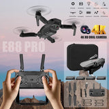 Foldable quadcopter drone with dual 4K camera and handheld controller, accessories case