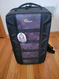 Lowepro DroneGuard backpack case with front window and handle, dark fabric