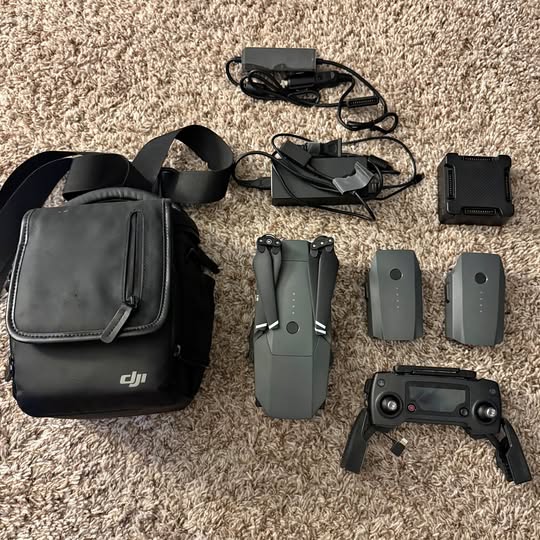 DJI Mavic Pro drone accessories kit with carry bag, controller, batteries and charger