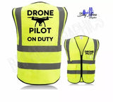 Drone Pilot On Duty Safety Yellow Vest High Visibility reflective  w/pockets Drone