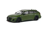 Green Audi RS6-R ABT Avant station wagon diecast car, front three-quarter view