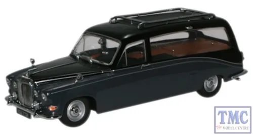 Black diecast hearse model car with detailed front grille and side doors