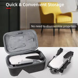 Shockproof travel storage bag case with zipper, open to hold a drone and accessories