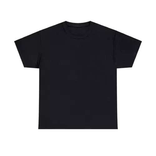 Black crew-neck T-shirt with short sleeves, plain front