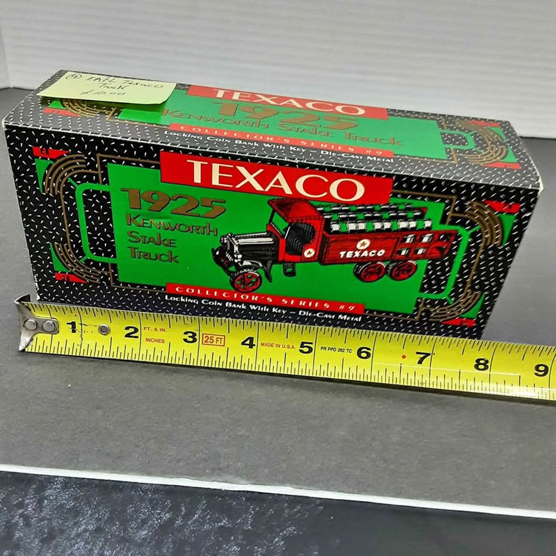 Texaco diecast truck model in retail box, green and red graphics
