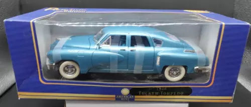 American Mint 1948 Tucked Torpedo 1/18 diecast car in box, light blue