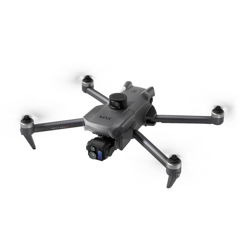 Quadcopter drone with 3-axis gimbal camera and four propellers
