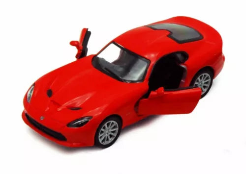 Red diecast sports car with open door and black hood accents, 1/36 scale.