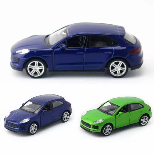 Porsche Macan S 1:36 diecast SUV model car, blue front-side view