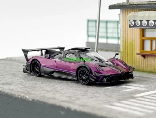 Purple racing sports car diecast model, front three-quarter view