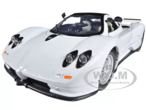 White PAGANI ZONDA C12 diecast sports car model with front vented hood