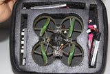 LRS Mobula 6 drone with four green propellers in foam case