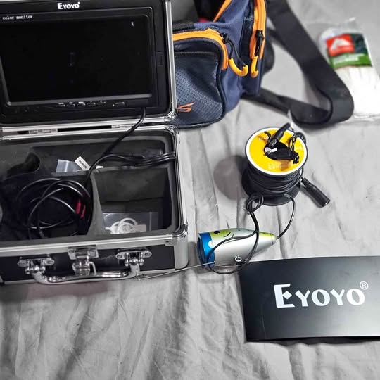 Underwater fishing camera drone in hard case with monitor and cables