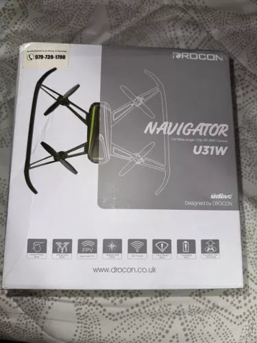 Kids FPV RC drone box showing Navigator U31W drone graphic and branding DROCON