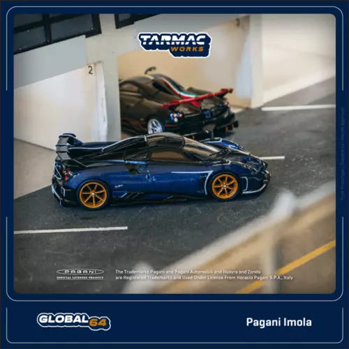 Blue Pagani Imola diecast model car with gold wheels
