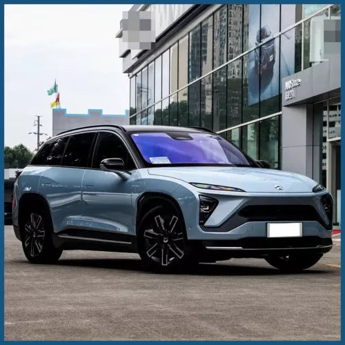 Blue NIO ES6 diecast SUV model car with front grille and LED headlights detail