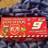 Happy Holidays Dodge diecast car collectible box with #9 and red festive graphics