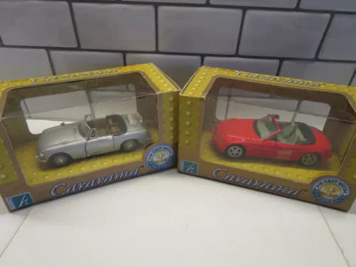 Diecast model car set with silver and red cars in retail blister pack