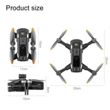 Small quadcopter drone with four foldable propellers and built-in screen controller
