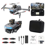 Foldable gray WiFi RC quadcopter with LED lights, 4K camera and remote controller