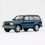 Navy blue 1994 Land Cruiser die-cast toy car, front three-quarter view