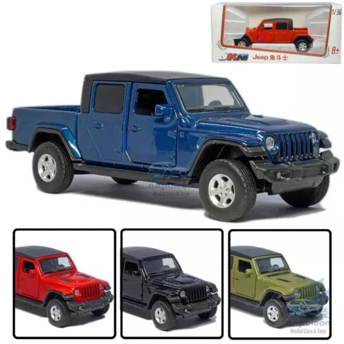 Blue 1/36 scale diecast pickup truck model with detailed grille and wheels