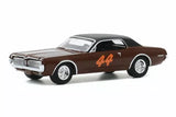 Diecast model car hardtop, dark brown with black roof, #44 on door, white wheels