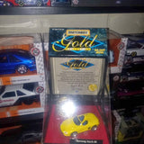 Matchbox Gold diecast blister pack with yellow Mustang Mach III toy car