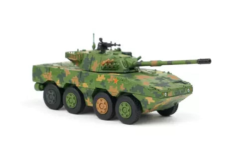 1:64 wheeled armored assault diecast model in green camouflage, mounted turret
