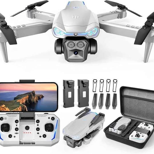 White mini FPV drone with 1080p camera, controller, and accessory set in case