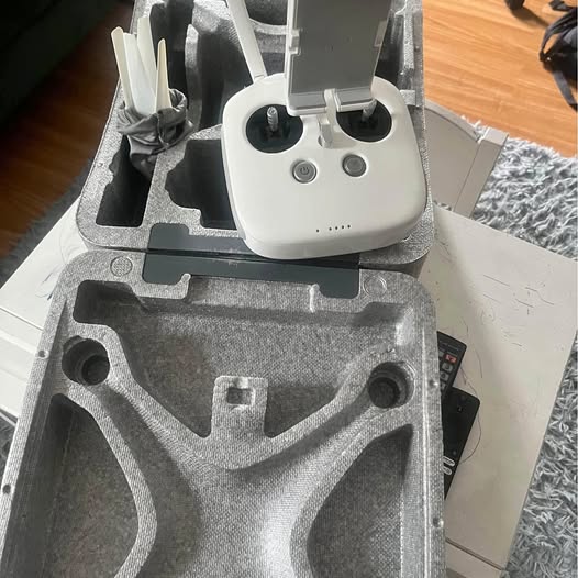 DJI Phantom 4 Pro remote controller in gray foam-lined case