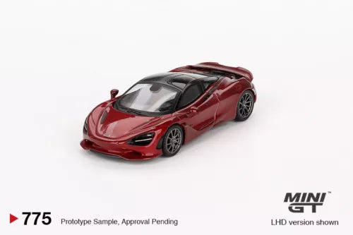 Red 1/64 diecast sports car model with black wheels and tinted windows (LHD)