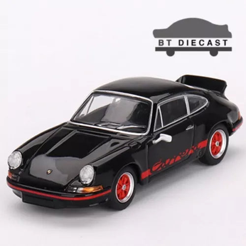 Porsche 911 Carrera RS die-cast model car, black with red stripe and red wheels