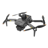 Quadcopter drone with front camera and four foldable propellers