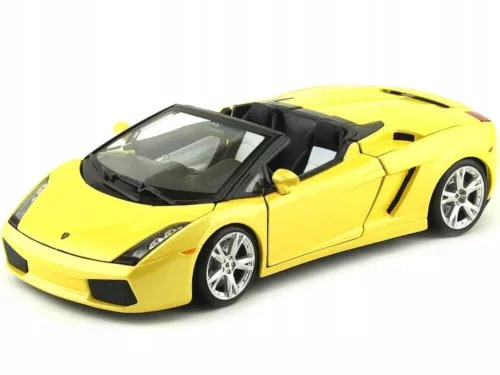 Yellow Lamborghini Gallardo Spyder 1:18 diecast model car with open top