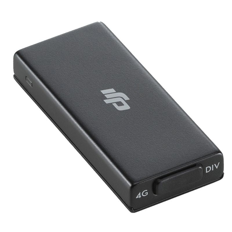 4G wireless cellular dongle device, dark gray, rectangular with 4G port label