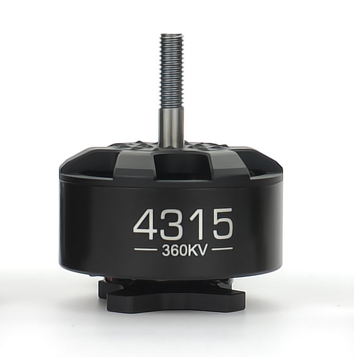 Black 4315 360KV brushless RC motor with exposed shaft