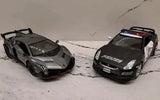 Lot Of 2 Diecast 1:36, Lamborghini Veneno Gray, Nissan GT-R R35 Black Police Car Toy