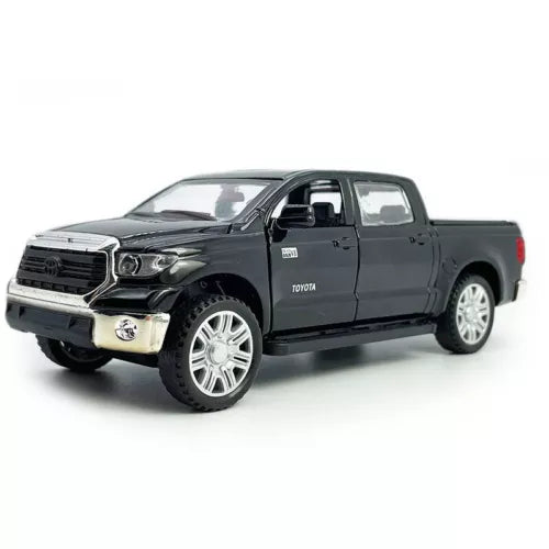 1:36 black diecast pickup truck model toy with Toyota logo and detailed grille