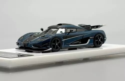 1:64 racing sports diecast car model, dark blue body with black wheels