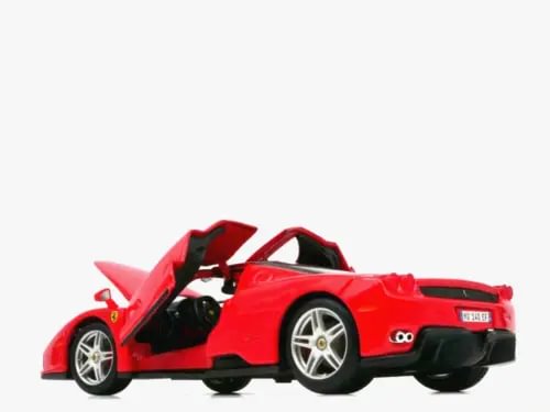 Red Ferrari Enzo diecast model car, 1:24 scale, with doors open